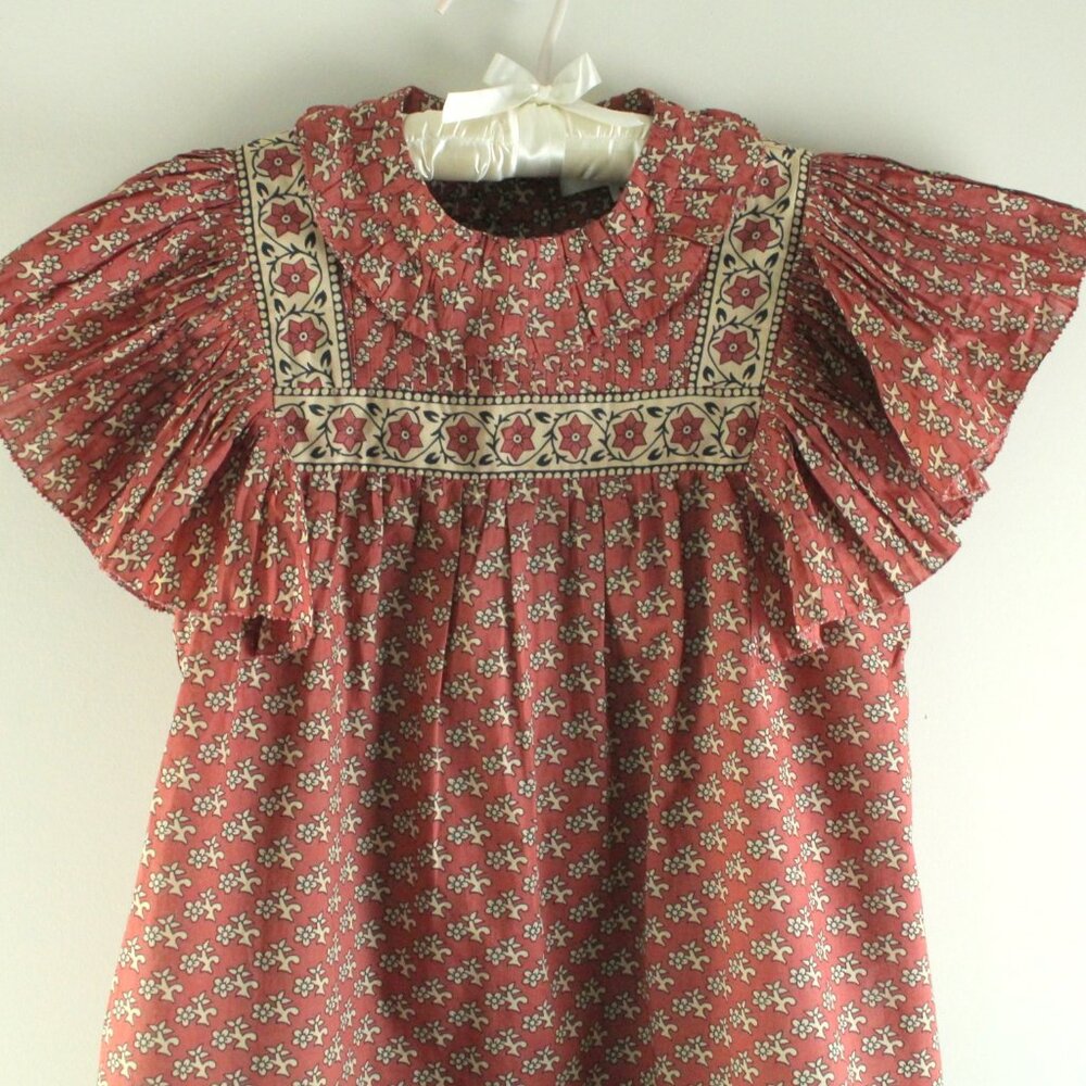 Sea New York Fernanda Blush Floral Tile Print Ruffle Pintuck Bib Top S NWT - Picture 2 of 5